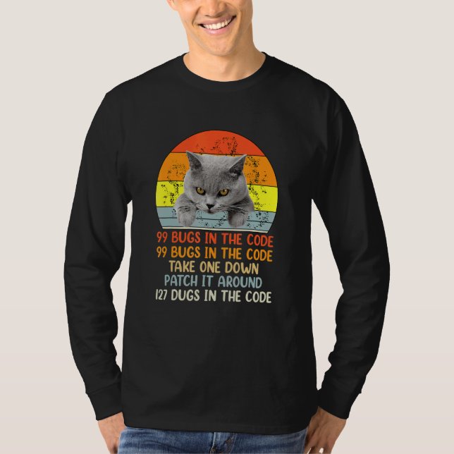 T-shirt 99 Petits Bugs Dans Le Code Cat (Devant)