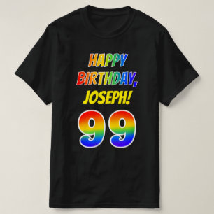 T-shirt 99e anniversaire — Bold, Fun, Rainbow 99, Nom pers