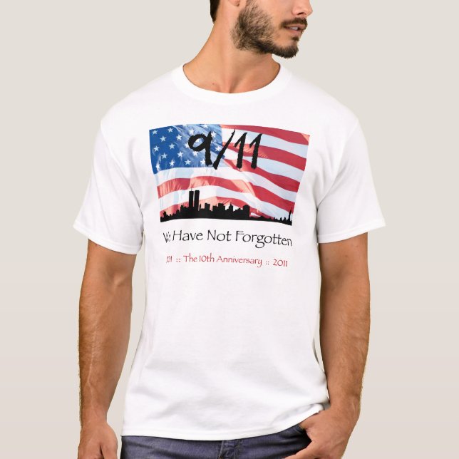 T-shirt 9/11 10ème anniversaire WTC et le drapeau (Devant)