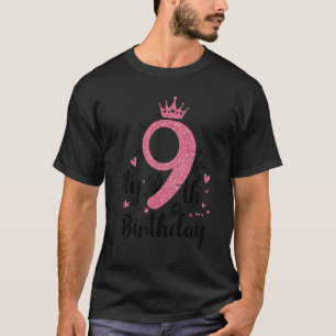 T-shirt 9 Ans 9e Anniversaire Rose Girls Princess Gold C