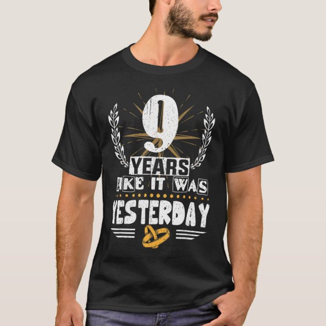 T-shirt 9 ans comme il était hier 9e Mariage Annivers (Devant)