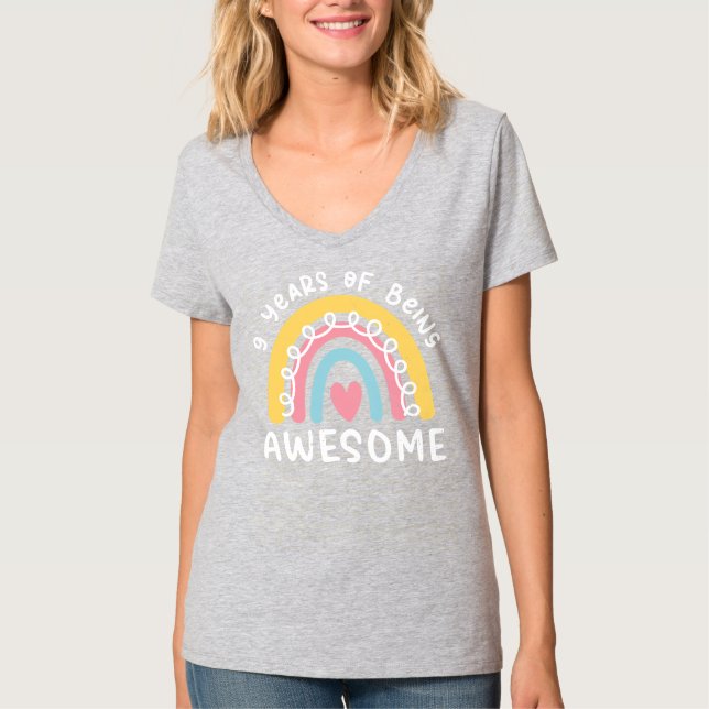 T-shirt 9 Ans Fille Anniversaire 9e Être Awesome mignon (Devant)
