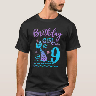 T-shirt 9 ans Fille de Sirène Anniversaire Fille Enfants 9