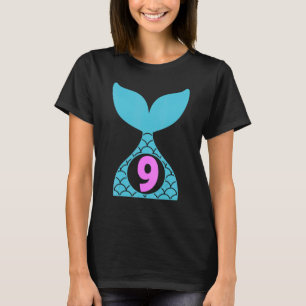 T-shirt 9 Ans Fille Deuxième 9e Anniversaire Sirène Deux O
