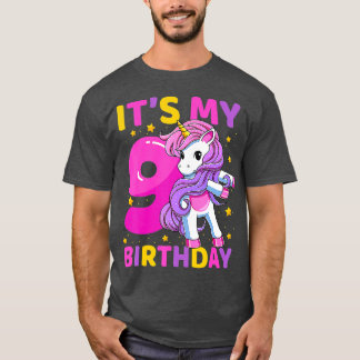 T-shirt 9 Ans Unicorne Flossant 9e Anniversaire fête Gi