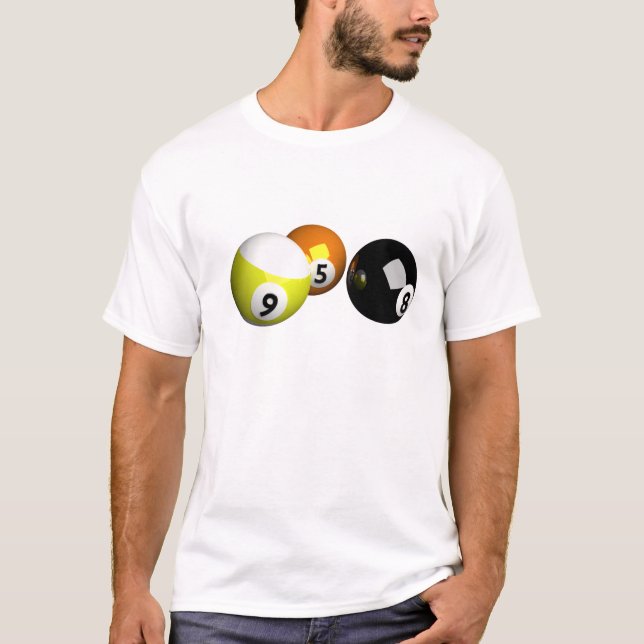 T-shirt 9 boules de piscine de la boule 3D (Devant)
