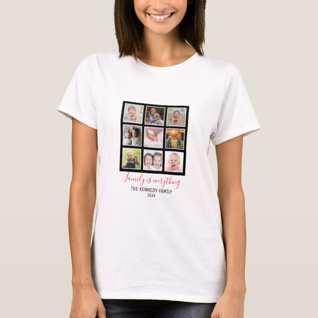 T-shirt 9 Collage de photos de famille Nom de famille (Devant)