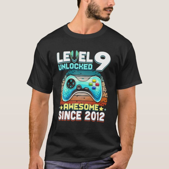 T-shirt 9 Déverrouillé Awesome 2012 Jeu Vidéo 9E Anniversa (Devant)