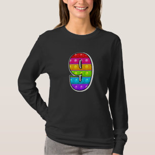 T-shirt 9 Numéro de capital de coupe 9 Alphabet Funny Popp