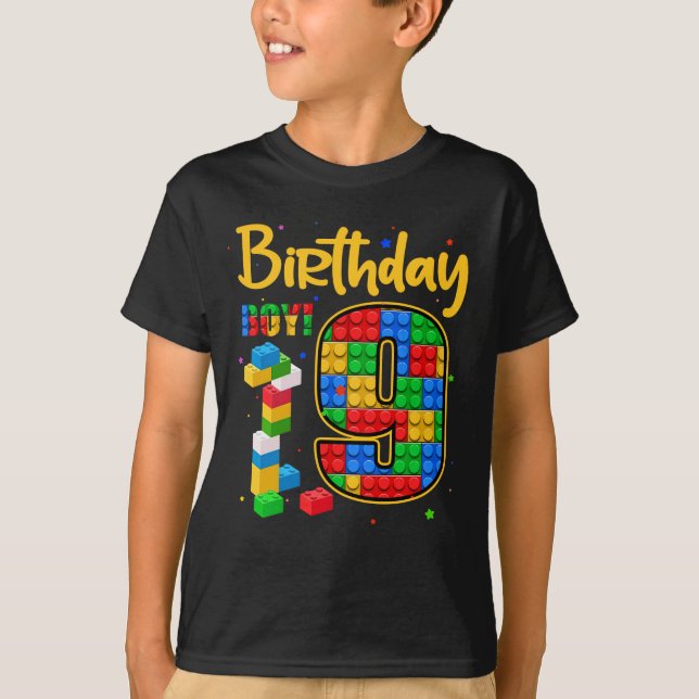 T-shirt 9e anniversaire Cadeau 9 ans Bâtiment Vieux Boys  (Devant)