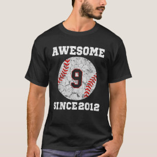 T-shirt 9e Anniversaire de baseball Lover cadeau 9 Anniver