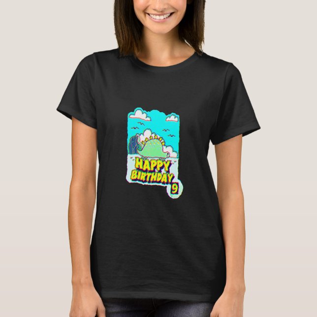 T-shirt 9e anniversaire Dinosaur Joyeux anniversaire Enfan (Devant)