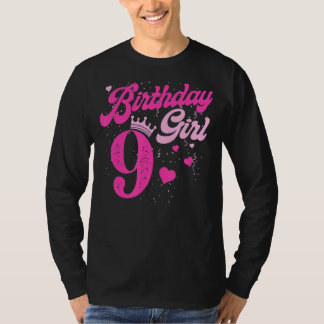 T-shirt 9e anniversaire fille Couronne 9 ans Anniversaire