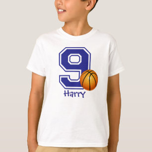 T-shirt 9e anniversaire garçon basket-ball personnalisé