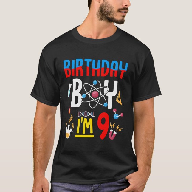 T-shirt 9E Anniversaire Garçon Filles Science Thème 9 Anni (Devant)