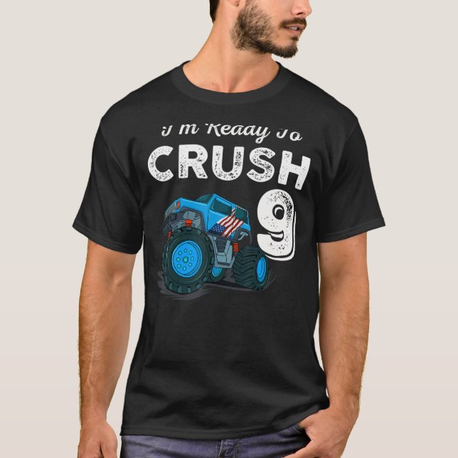 T-shirt 9e anniversaire Garçons Je suis prêt à écraser 9 M (Devant)