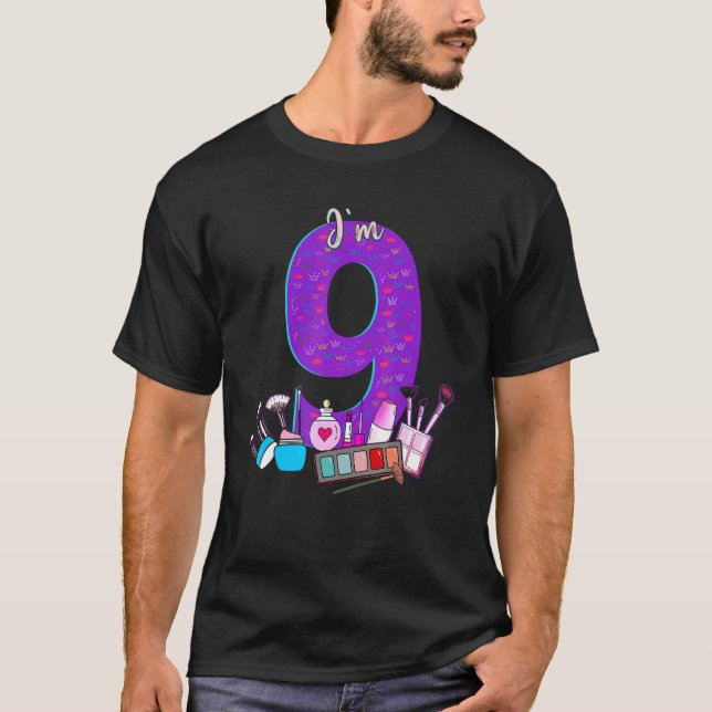 T-shirt 9e anniversaire pour le maquillage de petite fille (Devant)