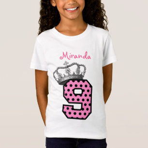 T-Shirt 9e anniversaire Princesse Couronne et Coeurs V04