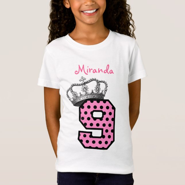 T-Shirt 9e anniversaire Princesse Couronne et Coeurs V04 (Devant)