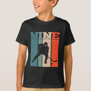 T-shirt 9e anniversaire Rétro Hockey sur glace 9 ans Garço