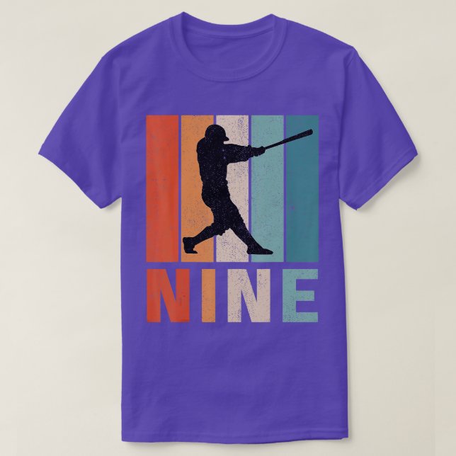 T-shirt 9e anniversaire Retro Joueur de baseball Garçons E (Design devant)