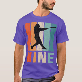 T-shirt 9e anniversaire Retro Joueur de baseball Garçons E