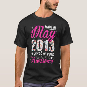 T-shirt 9e anniversaire stupéfiant depuis mai 2013 Floral