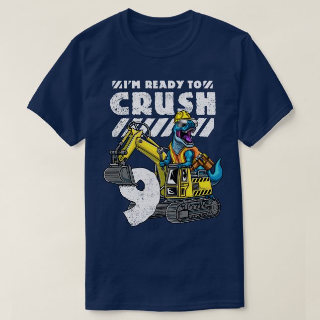 T-shirt 9e anniversaire TRex Excavateur (Design devant)