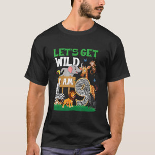 T-shirt 9e anniversaire Zoo animal 9 ans Anniversaire
