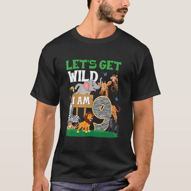 T-shirt 9e anniversaire Zoo animal 9 ans Anniversaire (Devant)