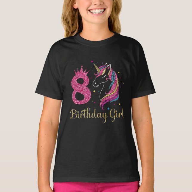 T-shirt 9e Fille Anniversaire Unicorn, Anniversaire Unicor (Devant)