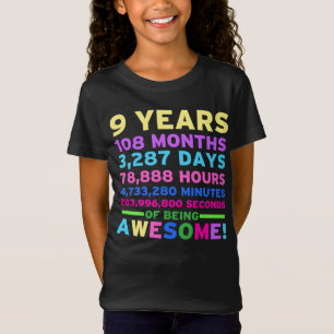T-Shirt 9ème Fille de garçon de chemise d'anniversaire