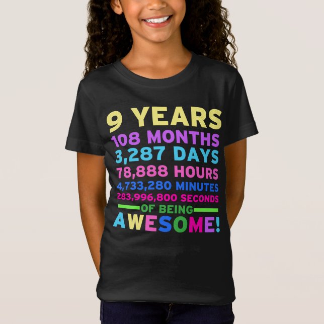 T-Shirt 9ème Fille de garçon de chemise d'anniversaire (Devant)