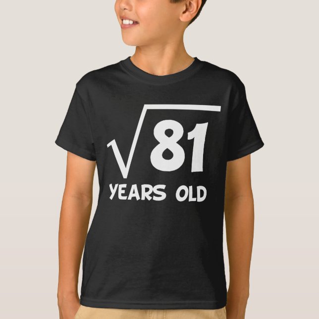 T-shirt 9ème Racine carrée d'anniversaire de 81 (Devant)