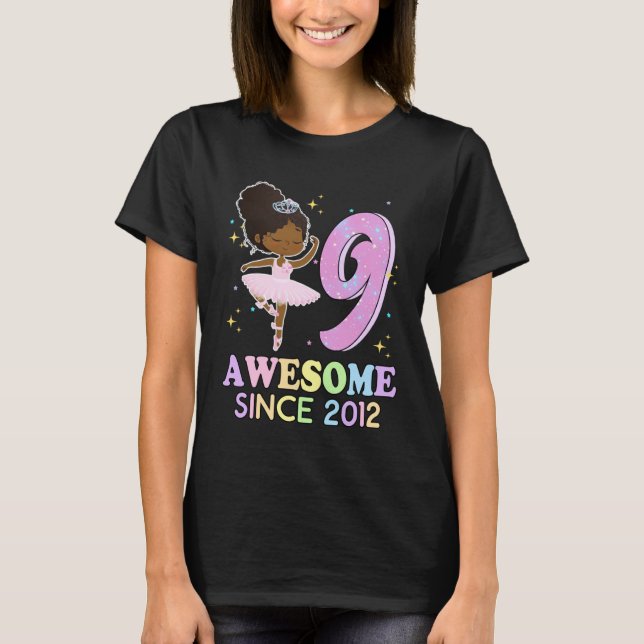 T-shirt 9th Bday Awesome Since 2012 Melanin Pride African  (Devant)