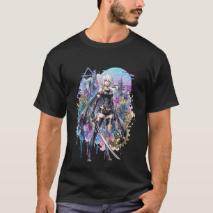 T-shirt A2 NieR Automata Longs Cheveux Argentés Blancs End