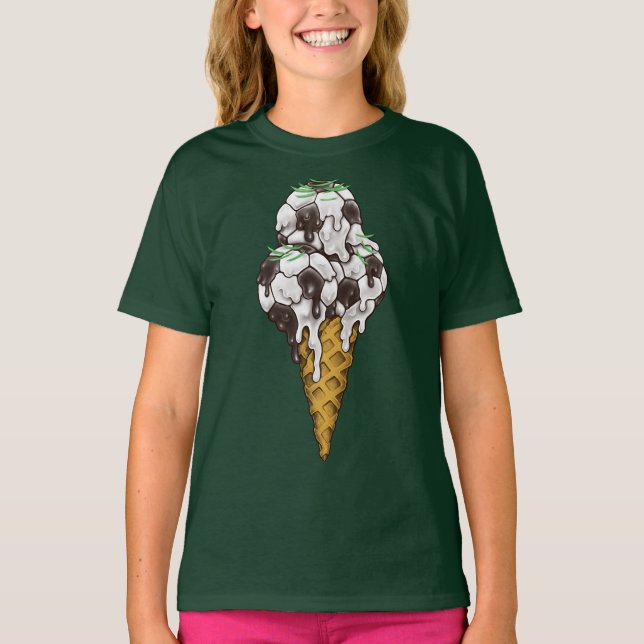 T-Shirt À Ballons De Football Crème Glace (Devant)