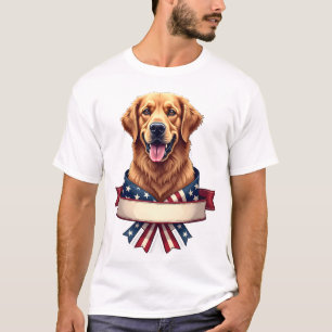T-Shirt à bannière avec ruban de Golden Retriever