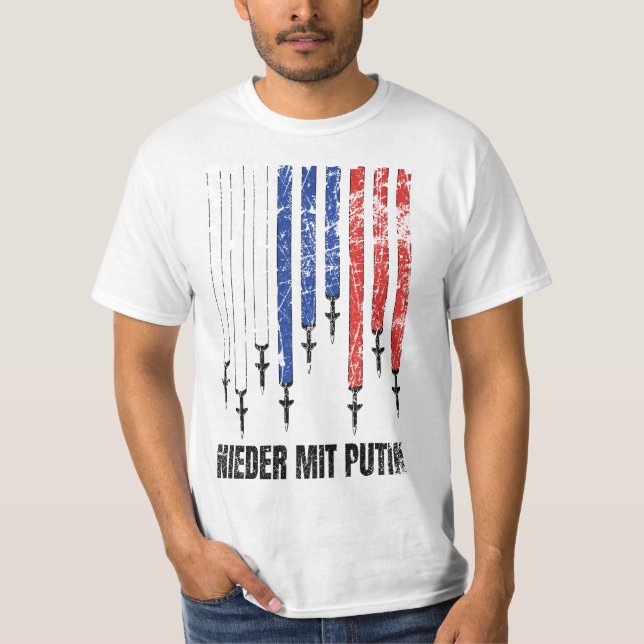 T-shirt A bas Poutine Anti-guerre Ukraine (Devant)