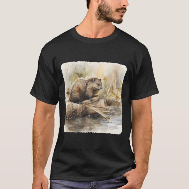 T-shirt A Beaver Building A Dam Construction (Devant)
