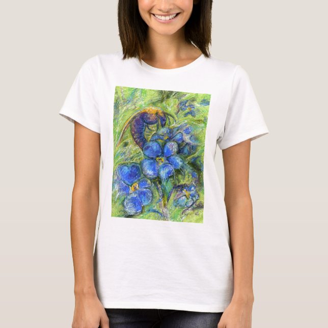 T-shirt A Bee & Forget-me-not Flowers (Devant)