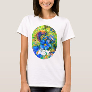 T-shirt A Bee & Forget-me-not Flowers & a Name