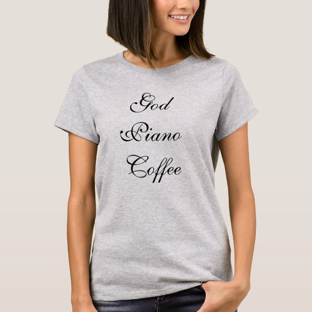 T-shirt à café à piano de Dieu (Devant)