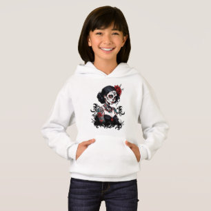 T-shirt à capuche crâne floral artistique pour fil