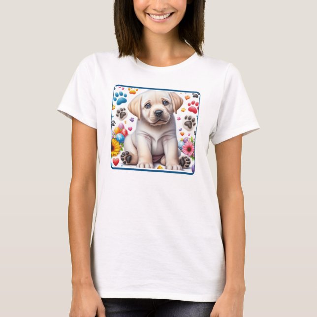 T-Shirt à chiot en costume de laboratoire doux (Devant)