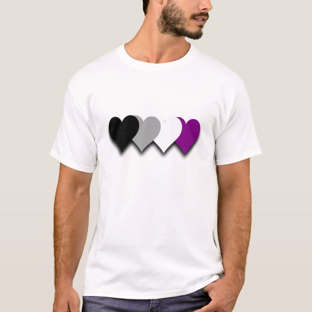 T-shirt à coeurs de fierté asexuée (Devant)
