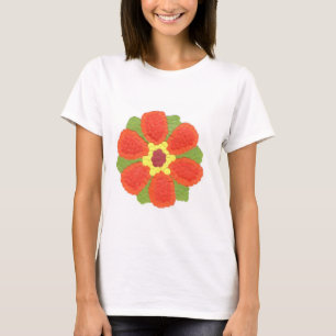 T-Shirt à col bleu féminin à fleur ténue de niveau