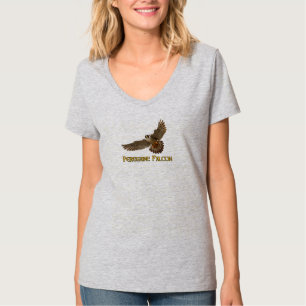 T-Shirt à col en V Faucon Pèlerin