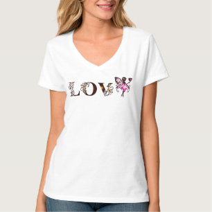 T-shirt à col en V pour femmes Lover2