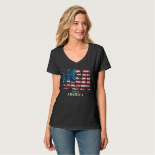 T-shirt à col en V « Stronger Together » (Motif nu
